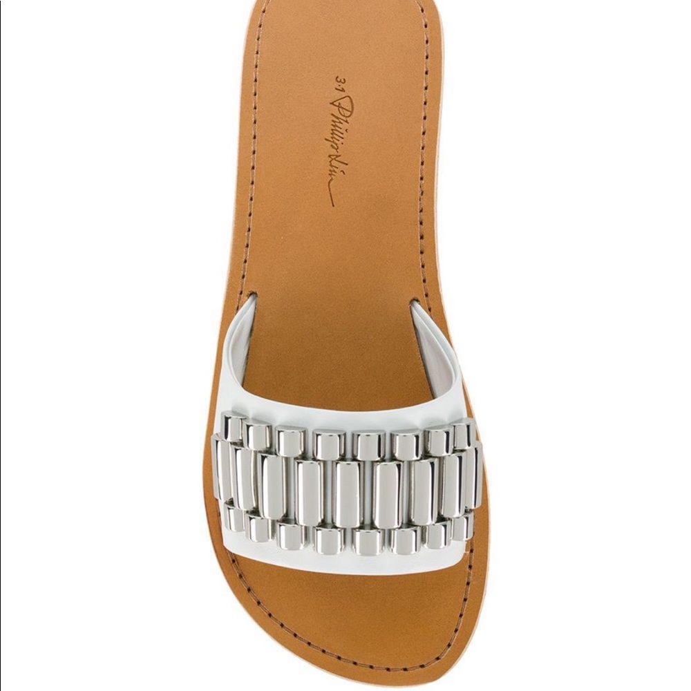 Phillip Lim platform sliders with silver hardware